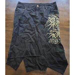 NWOT AZIZ for Anthropologie M Boho Frayed Hem Patchwork Embroidered Skirt 125413